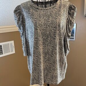 LOFT Black and White Textured Blouse